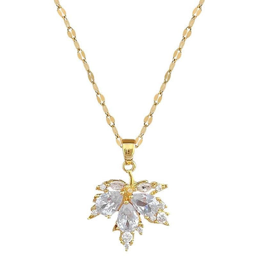 Autumn Dew Maple Leaf Pendant Necklace