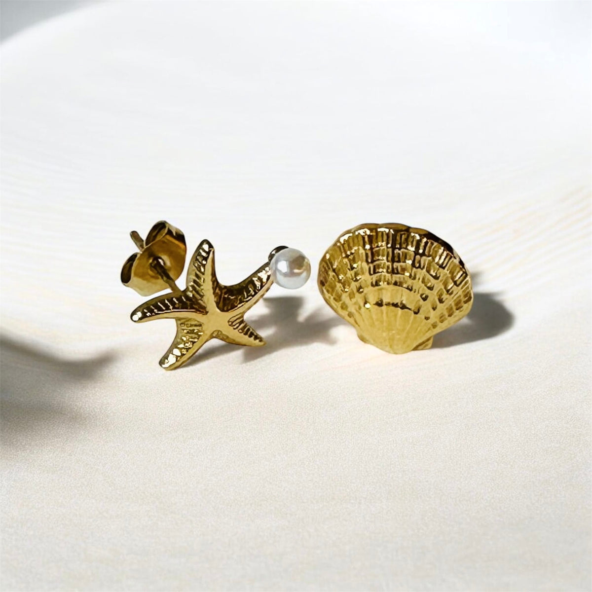 Shell & Starfish Gold Earrings