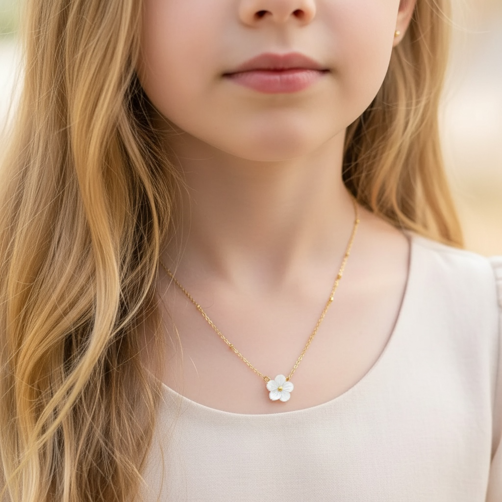 White shell floral necklace