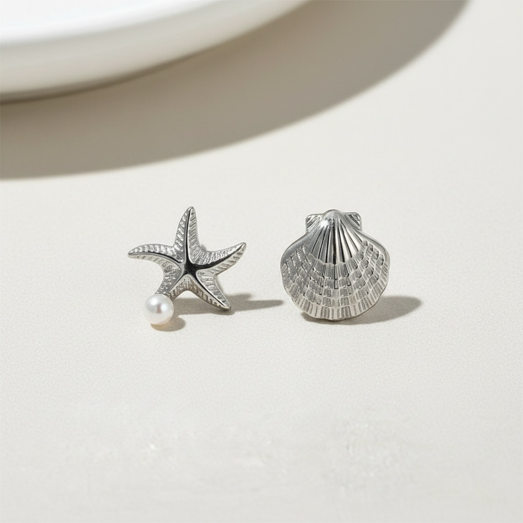 Shell & Starfish Silver Earrings