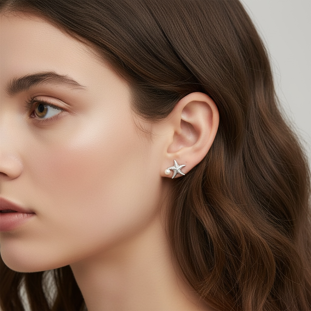 Shell & Starfish Silver Earrings