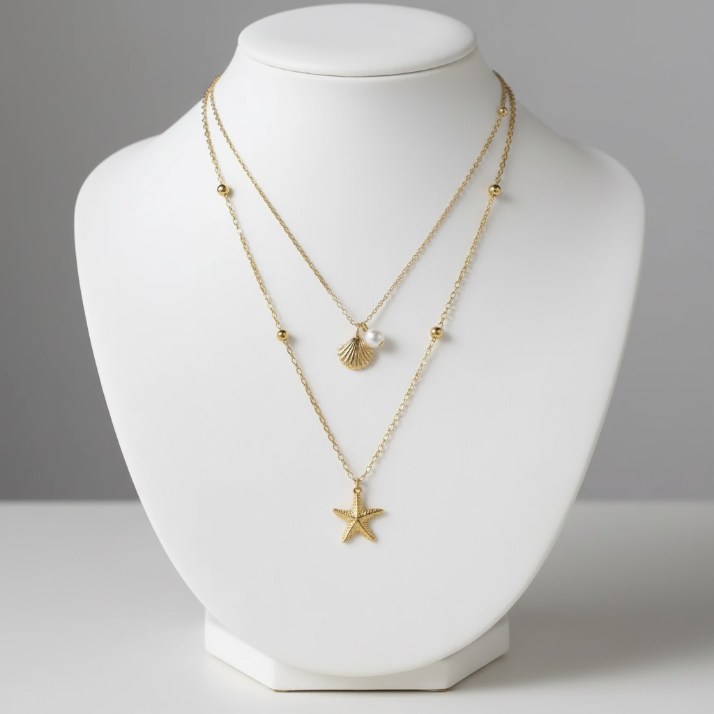 Shell & Starfish Gold Necklace