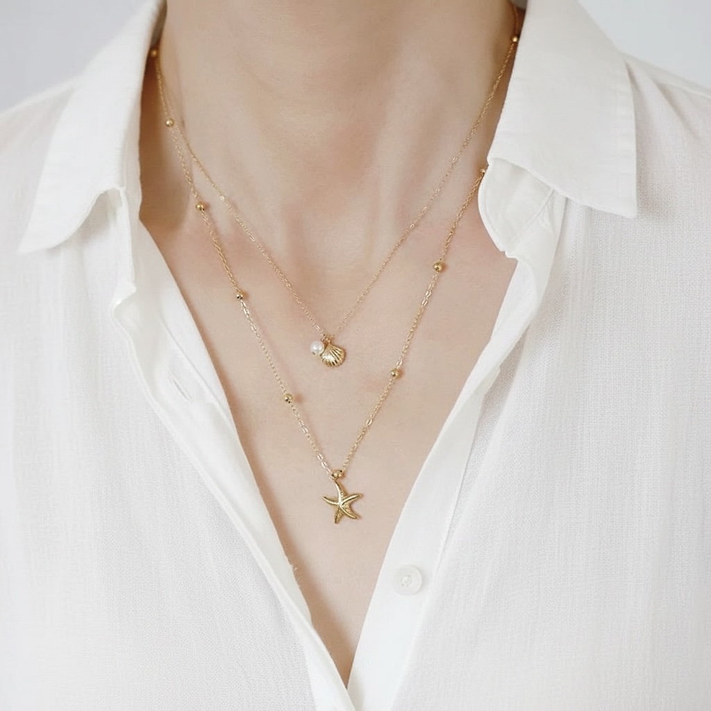 Shell & Starfish Gold Necklace