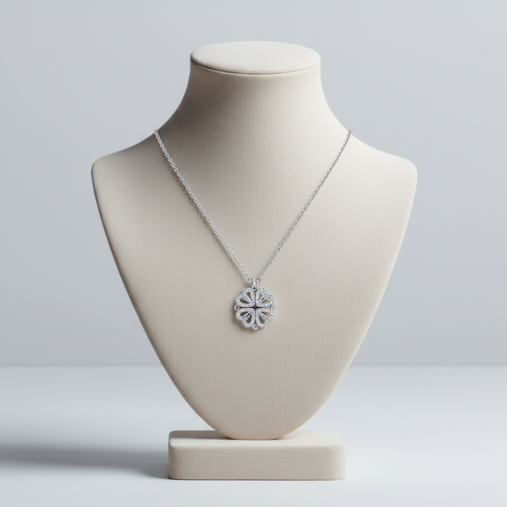 Silver Four Leaf Clover Necklace (4-in-1)