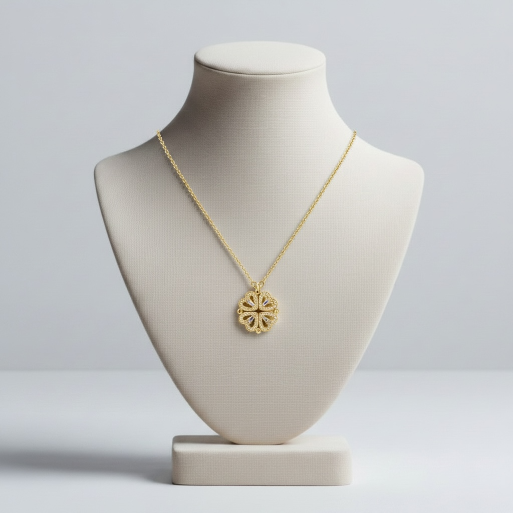 Golden Four Leaf Clover Necklace (4-in-1)