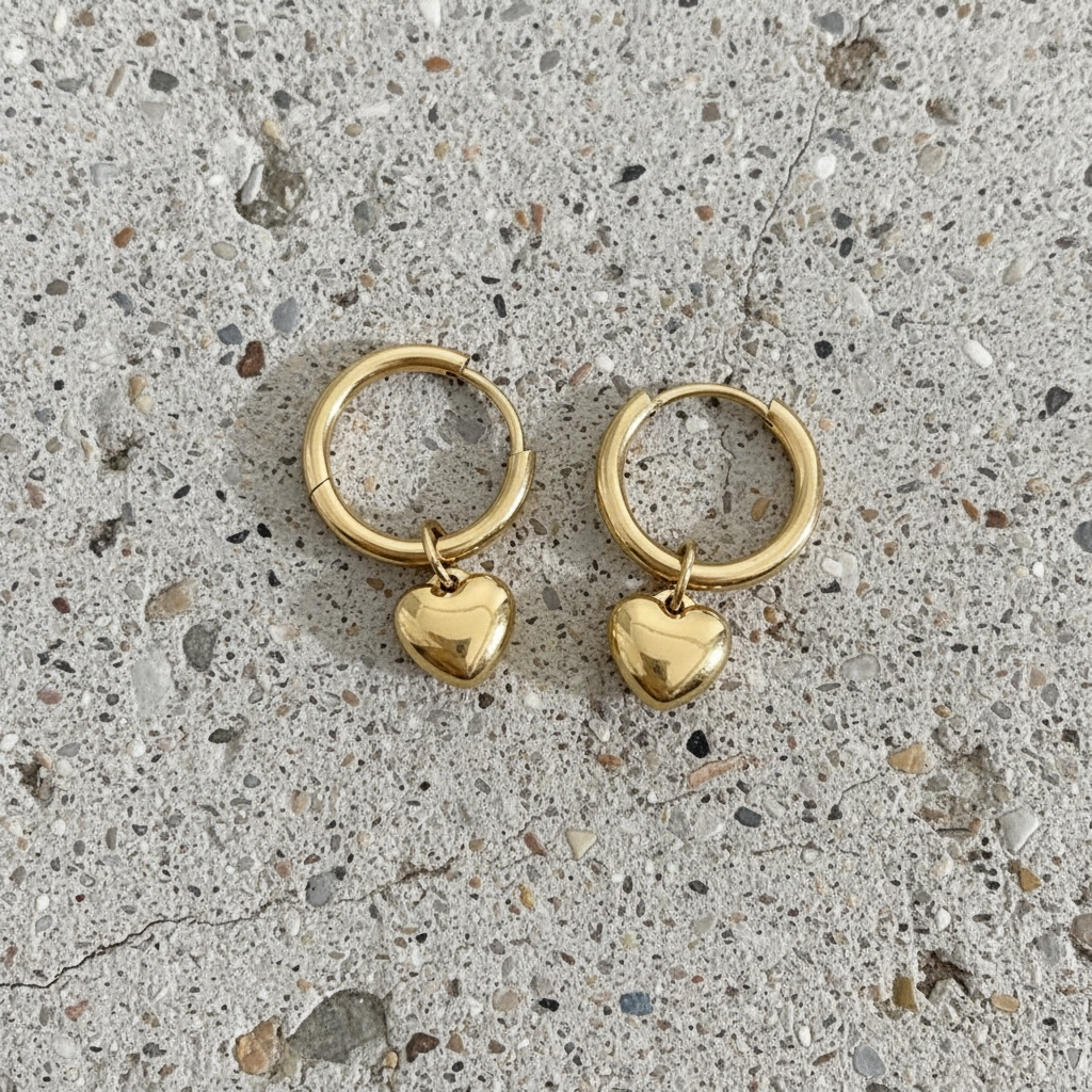 Puffy Heart Accent Hoops