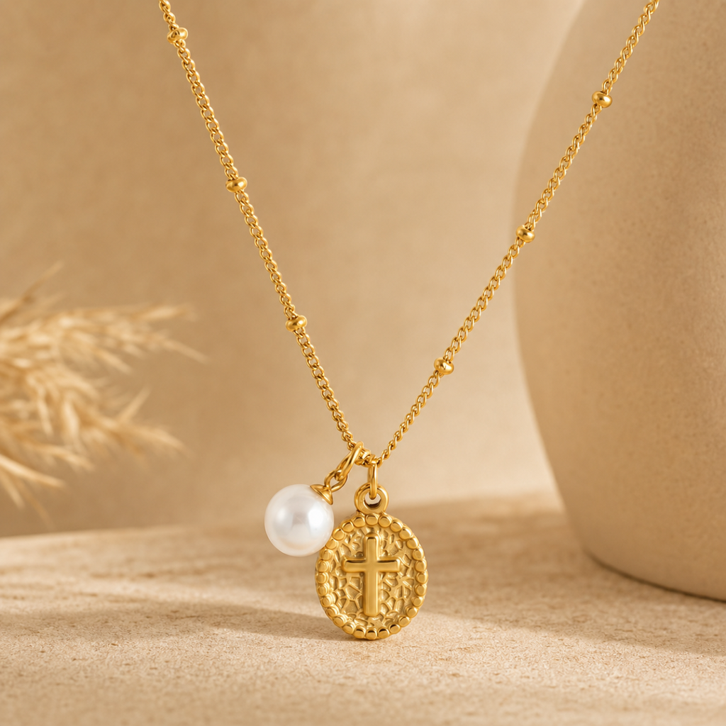 The Sacred Sanctuary Cross & Pearl Pendant Necklace
