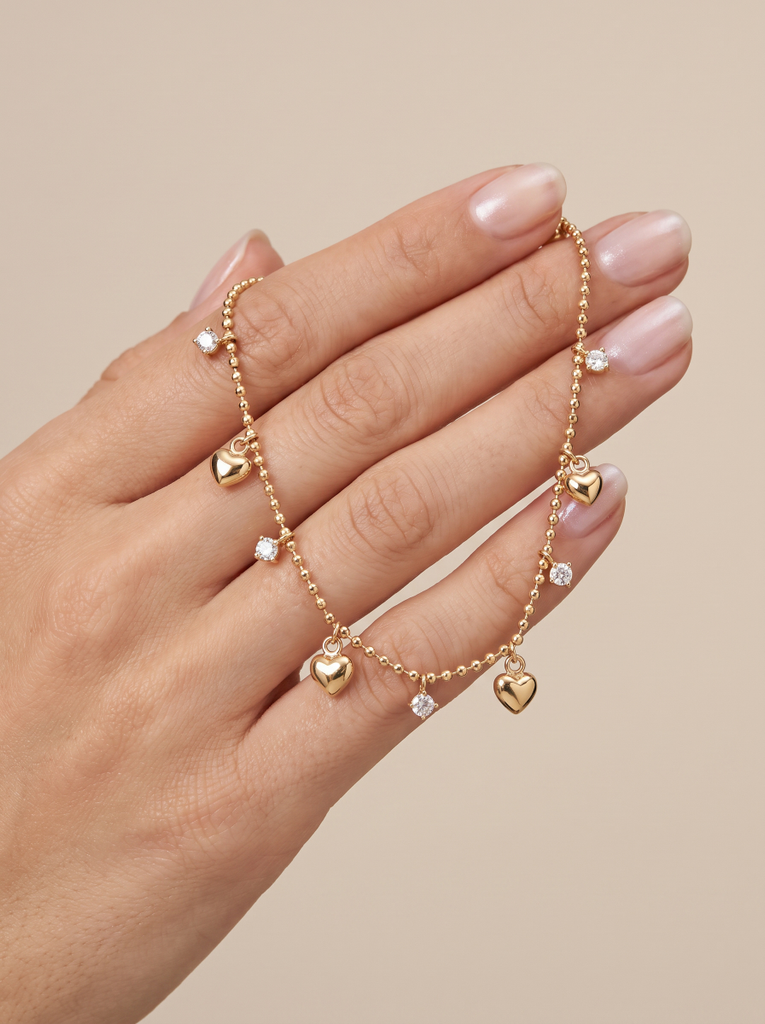Golden Dancing Hearts Bracelet