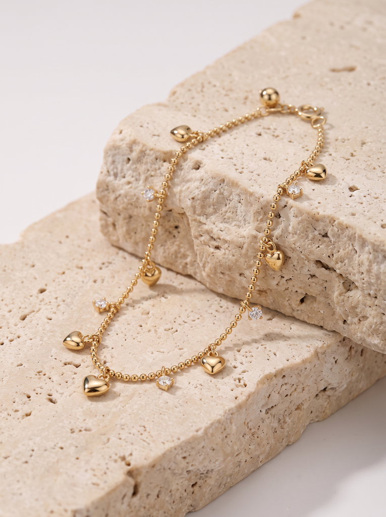 Golden Dancing Hearts Bracelet