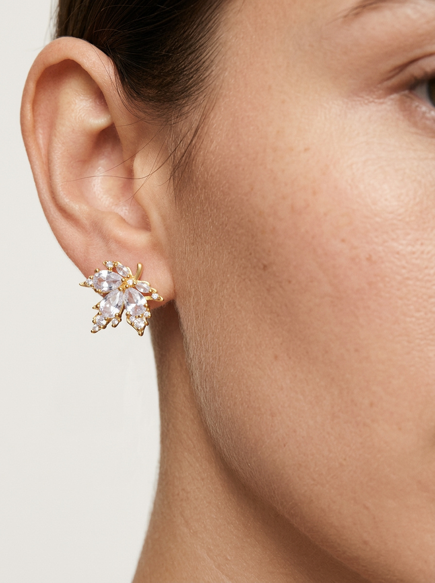 Golden Autumn Maple Stud Earrings
